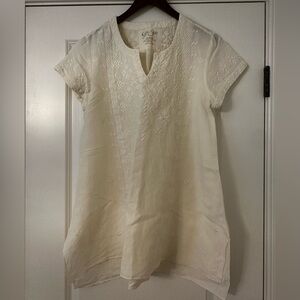 Handmade Embroidered Cream Tunic/ Beach Coverup